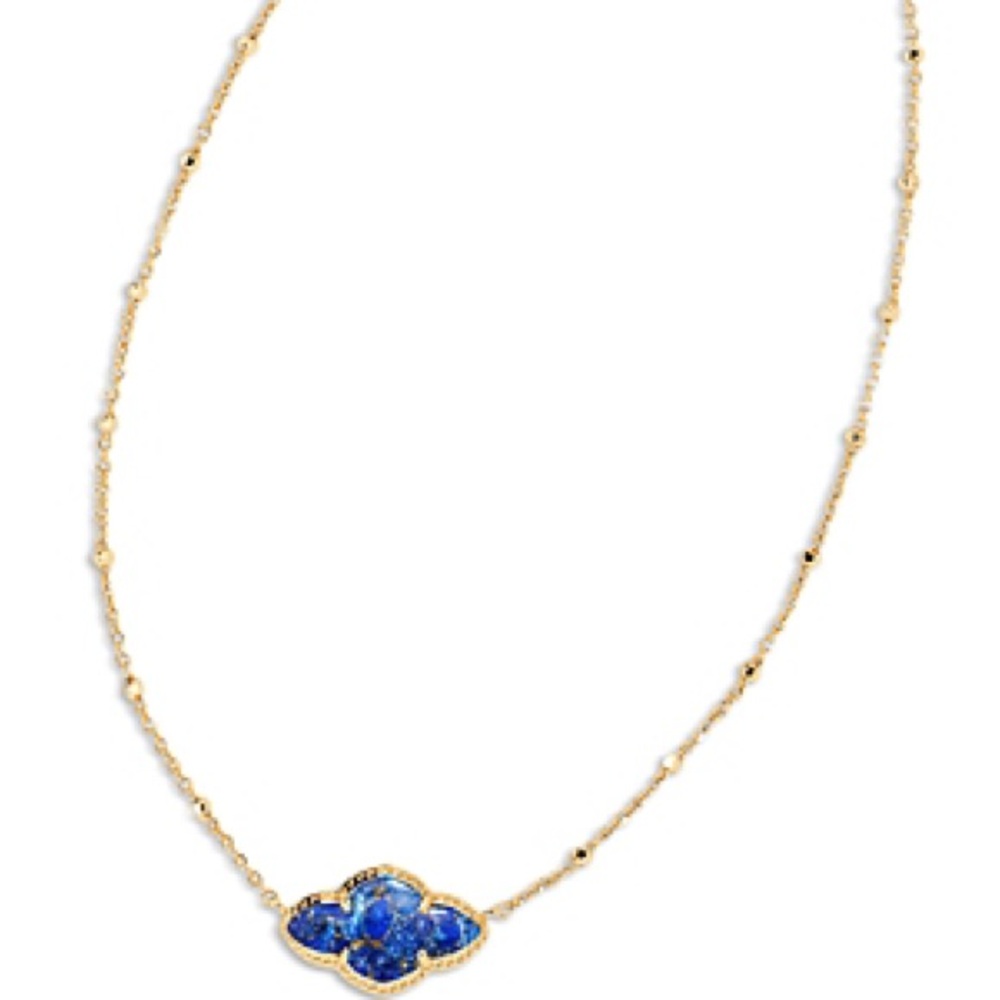 Kendra Scott Gold Chain Necklace with Blue Clover Pendant